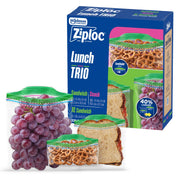 Lunch Trio Food Storage Bags Variety Pack by Ziploc – 7.75 inches x 2.969 inches x 6.875 inches, Plastic, Purple, Model 394537