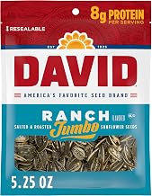 DAVID SEEDS Roasted and Salted Ranch Jumbo Sunflower Seeds, Keto Friendly, 5.25 oz, 12 Pack