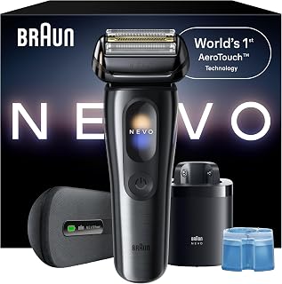 NEVO Premium Men's Electric Shaver with World's 1st AeroTouch Technology, Includes Smart Display, 7in1 Care System, Power Travel Case. Braun's Best Electric Razor, 17010C