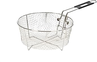 Lodge Silver Nickel-Plated Deep Fry Basket, 10.25 Inches | Steel Deep Fry Basket for Deep Frying in Cast Iron Dutch Ovens & Deep Skillets, Holds Food Securely