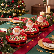 Vesici Santa Claus Candy Bowl, Ceramic Snack Dish, Red