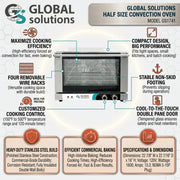 Countertop Convection Oven by Global Solutions – 22.875" x 22.438" x 16", 1.5 cubic_feet, Stainless Steel, Silver, Model GS1741