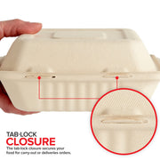 Clamshell Take Out Food Containers 8 x 8 (50 Pack) 3-Compartment by Stock Your Home – 8x8, Bagasse, Kraft, Pack of 50, Model 1255