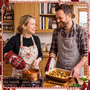 Sratte Christmas Oven Mitts, 12 Pack, Multicolored Plaid Santa Joy