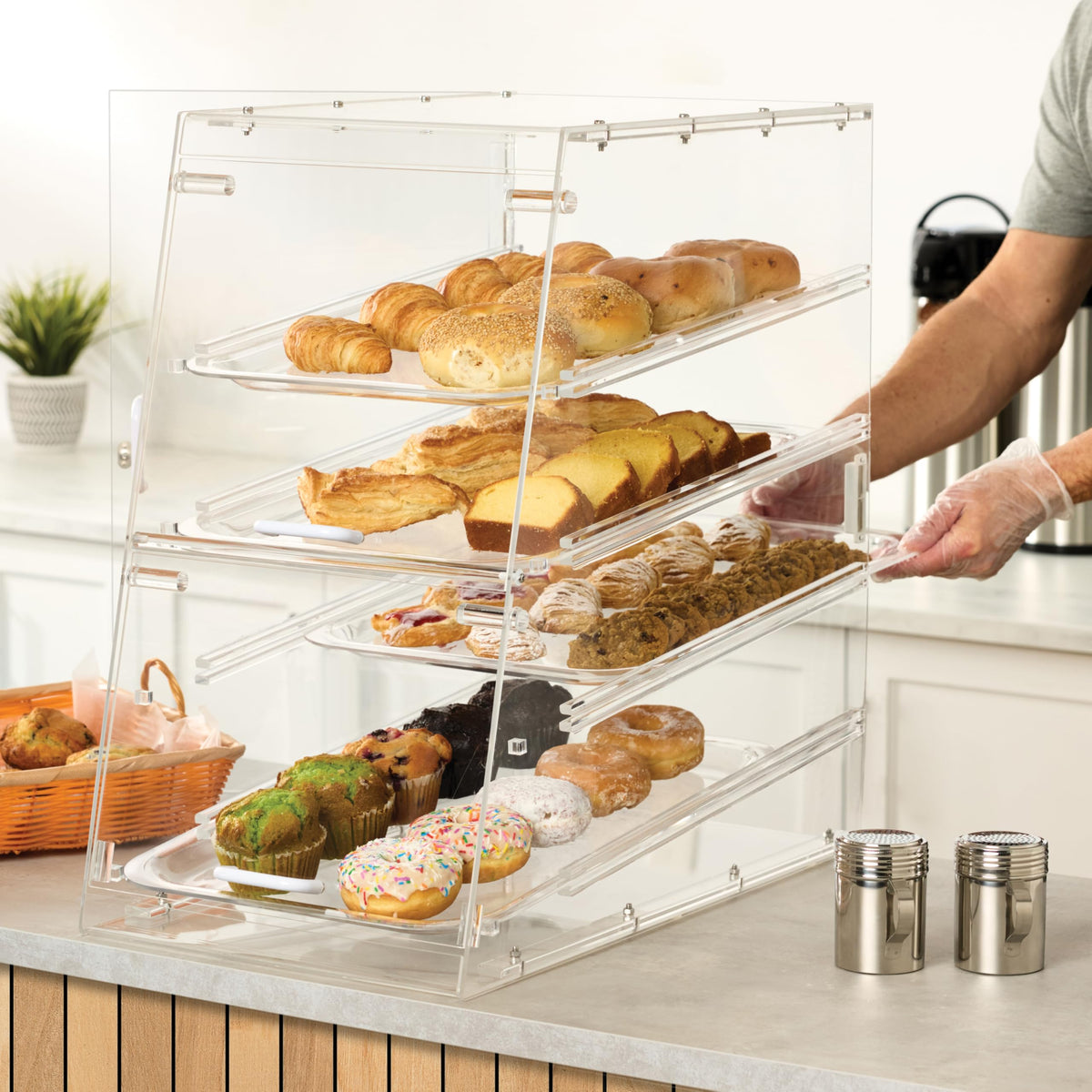 Winco 4 Tier / 13.9" x 24.5" x 24.5" / Clear Countertop Display Cases