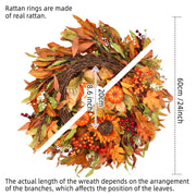 Hey Beky Harvest Wreath, 24 Inch Diameter, Autumn Orange