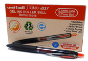 Signo UMN-207E Gel Ink Rollerball Pen Red 0.7mm Box of by Uni-Ball – 1 Count (Pack of 12), Plastic, red, Model 308684000