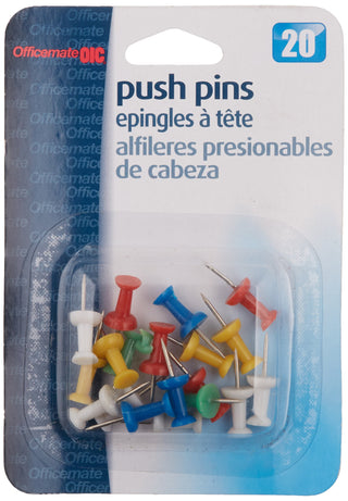 OIC Push Pins by Officemate – 3/8 Inch, PlasticSteel, Assorted Colors, Model 92600