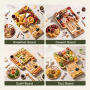 Smirly Charcuterie Board Set, Bamboo Wood, 13 x 13 Inch