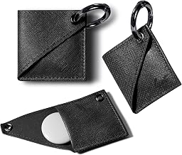 LAUT LATPRBK Prestige Case Compatible with AirTag, Saffiano Vegan Leather Stylish Holder, Black