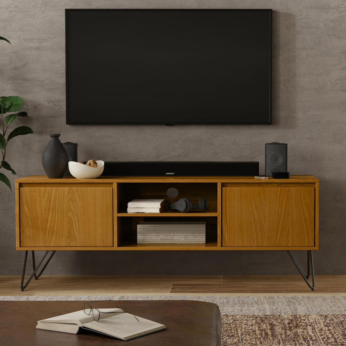 SIMPLIHOME Oak Veneer / 60 inch / TV Stand Television Stands & Entertainment Centers