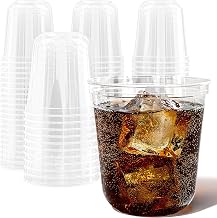 12oz Disposable Stemless Wine Glasses, 100 Pack, Commercially Compostable Cold Cups, Cocktail Cups, Round Bottom Plastic Cups, PLA Cups for Wine, Soda & Cocktails, Stock Your Home