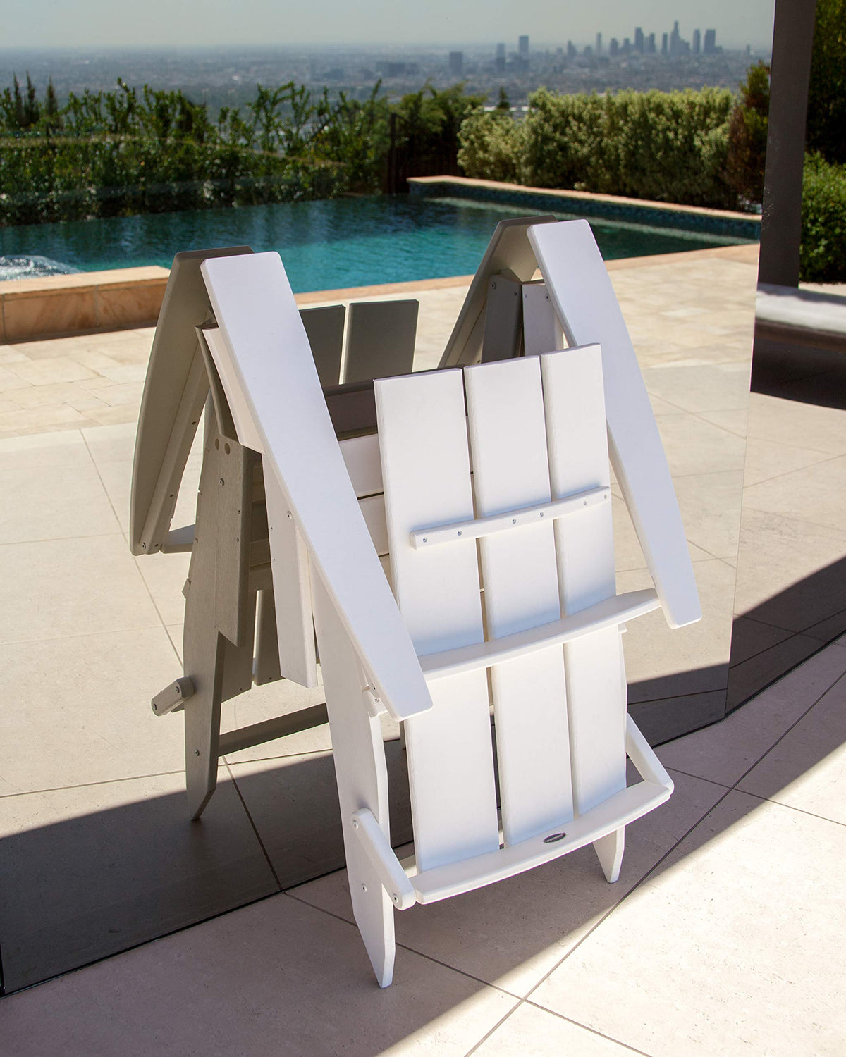 Modern Folding Adirondack Chair by Polywood – 30 inches (W) x 32.25 inches (L) x 37 inches (H), High Density Polyethylene (HDPE), Slate Grey, Model MNA110GY