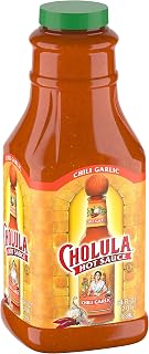 Cholula Chili Garlic Hot Sauce, 64 fl oz - One 64 Fluid Ounce Bulk Container of Chili Garlic Hot Sauce with Mexican Peppers, Garlic and Signature Spices, Perfect for Eggs, Wings, Fries and Popcorn