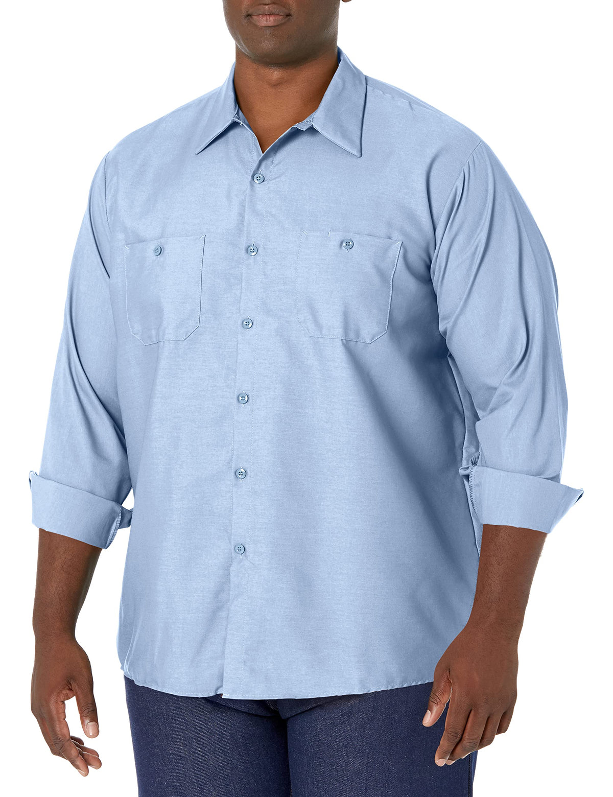 Long Sleeve Industrial Solid Work Shirt Light Blue 2X-Large - 5 Pack by Red Kap – Polyester, Light Blue, Pack of 5, Model SP14