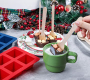 Webake Hot Cocoa Spoon Mold Set, Silicone Square, Red and Blue, 2-Pack