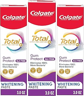 Colgate Total Gum Protect Whitening Toothpaste, SLS Free, 3 Pack, 3 oz