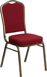 Flash Furniture Hercules Crown Back Stackable Banquet Chair, Burgundy | Gold Vein Frame, Fabric Upholstery