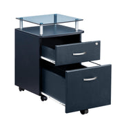 2‑Drawer Rolling File Cabinet with Lock by Techni Mobili – Regular, Glass, Graphite, Model RTA-S06-GPH06