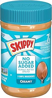 SKIPPY No Sugar Added Creamy Peanut Butter Spread, 16 oz (12 Pack)