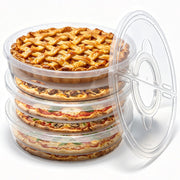 Lawei Pie Carrier Set, 12 Inch with Lid and Handle, Clear 3 Pack