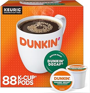 Dunkin' Donuts Decaf Keurig Single-Serve K-Cup Pods, Medium Roast, 22 Pods Per Pack, Case Of 4 Packs