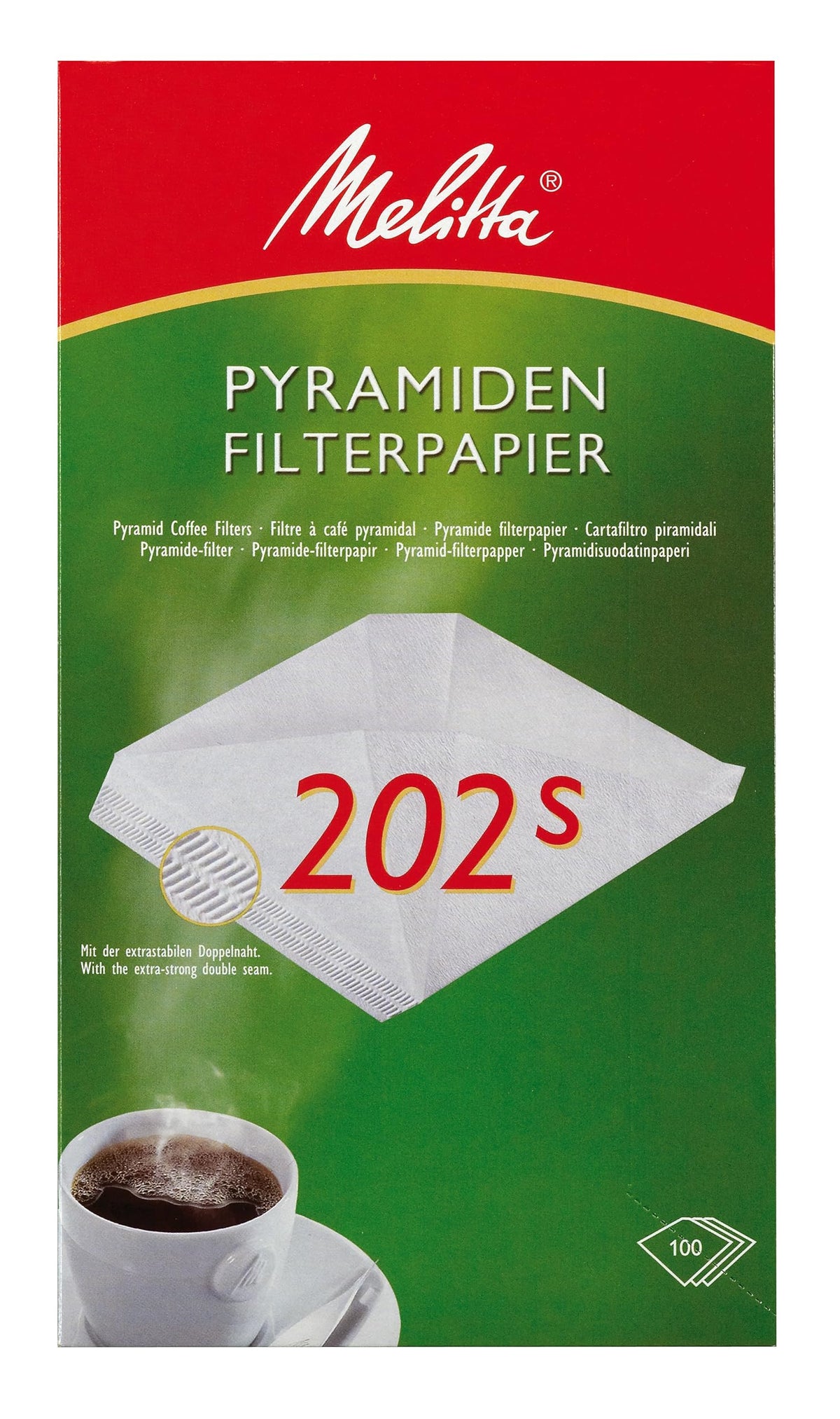 filter paper 202 S Pyramid by Melitta – 202s, Paper, White, Pack of 5, Model 4024472145768