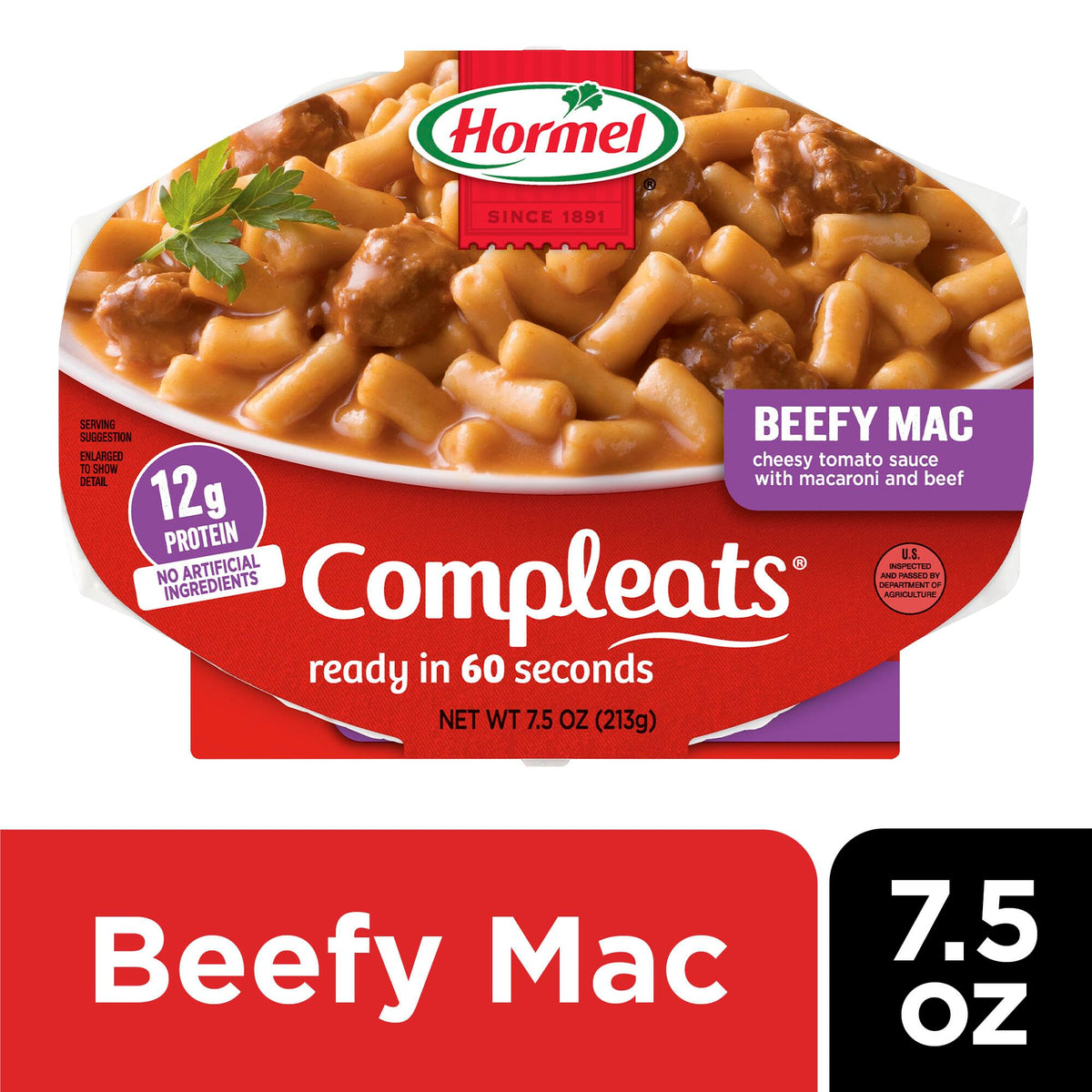 HORMEL COMPLEATS Beefy Mac / 7.5 Ounce (Pack of 7) / Microwave Meals Pasta & Noodle Dishes