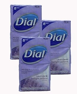 Dial Lavender & Twilight Jasmine Antibacterial Deodorant Soap, 8 Count (Pack of 3)