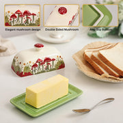 Fungi Fun Mushroom Butter Keeper, Ceramic, White