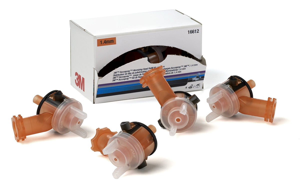 Accuspray Atomizing Head by 3M – 4 Count (Pack of 1), Plastic, Orange, Model 16612