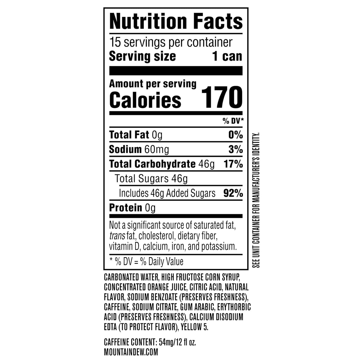12 oz (pack of 15) by Mountain Dew – 12oz Cans (15 Pack)