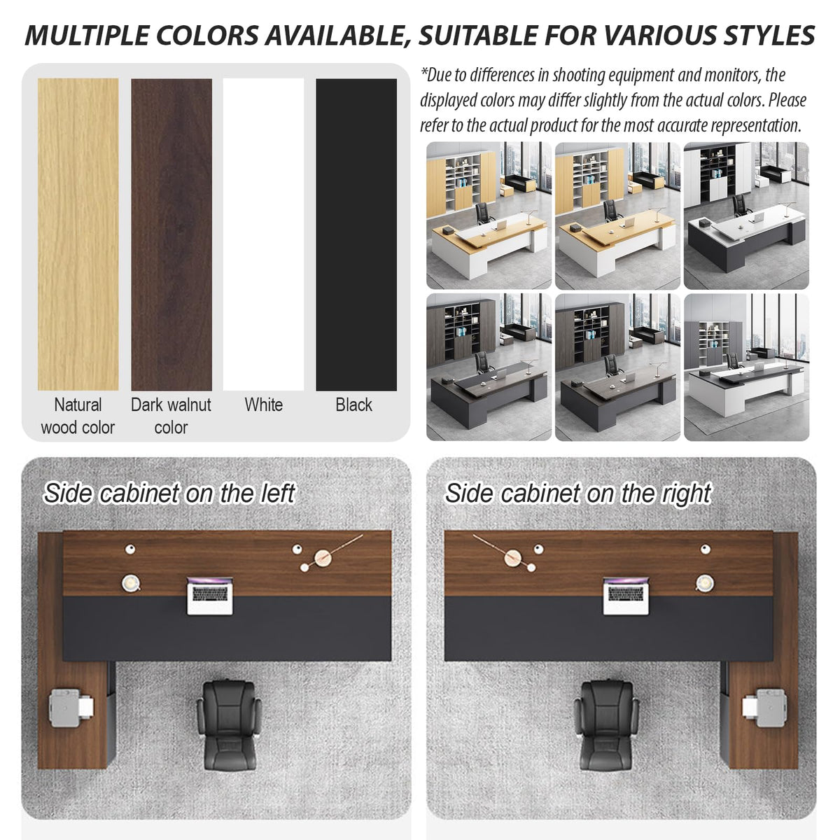 L Shaped Executive Desk with Drawers by PLMOKN – W 74.8*D 31.5*H 29.5", Wood, H, Model BGZ-HGH4-220