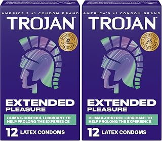 TROJAN Extended Pleasure Condoms | Climax Control | 12 Count | Pack of 2