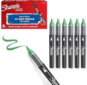 Sharpie Creative Marker Acrylic Paint Pens | Brush Tip Water-Based Paint Markers | Green | No-Bleed Ink Writes on Most Surfaces | School & Revision Supplies | 6 Count