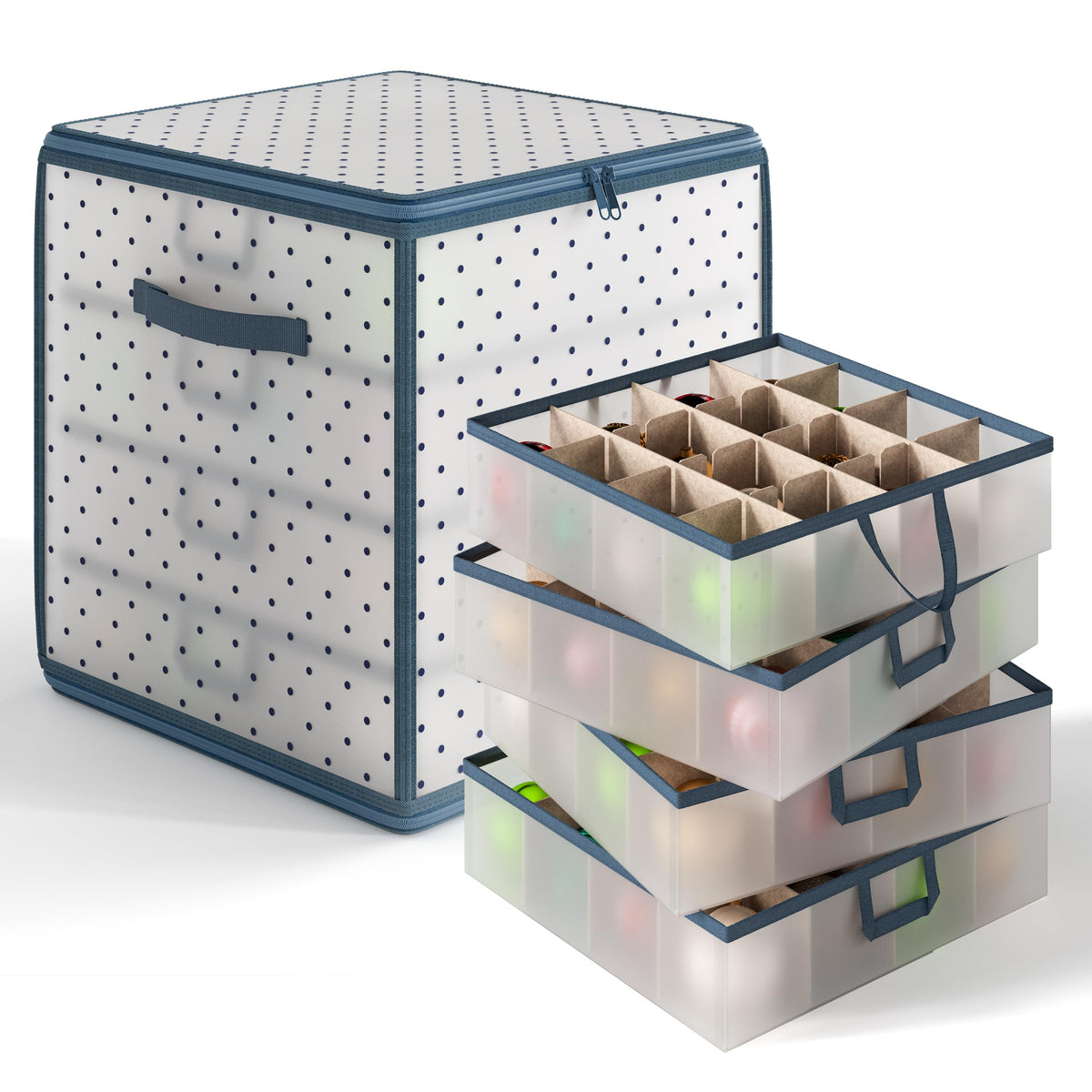 Hearth & Harbor Ornament Storage Box, Holds 64 Ornaments, Clear