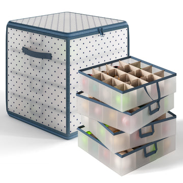 Hearth & Harbor Ornament Storage Box, Holds 64 Ornaments, Clear