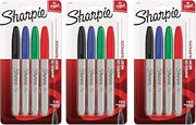 Sharpie 30174 Permanent Marker Set of 4 (Red, Blue, Green, Black) - 3 Pack