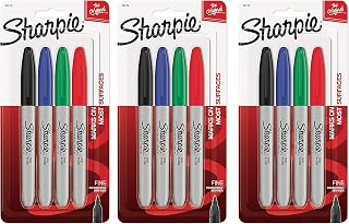Sharpie 30174 Permanent Marker Set of 4 (Red, Blue, Green, Black) - 3 Pack