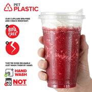 24 oz Clear Plastic Cups with Lids Disposable by Stock Your Home – 2 Pack Pack of 250, 24.0 ounces, Plastic, Clear, Pack of 500