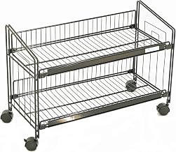 2-Tier Wire Knee Knocker Floor Display with Wheels - Black Retail Merchandiser Rack for Convenience Stores - 29"W x 20.5"H x 12.25"D
