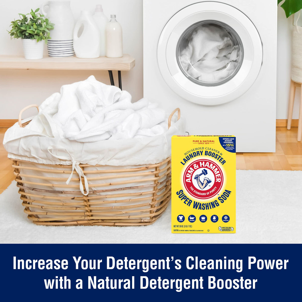 Church & Dwight Co 03020 Super Washing Soda by ARM & HAMMER – 55 Ounce (Pack of 1), Multi, Pack of 12, Model 033200030201