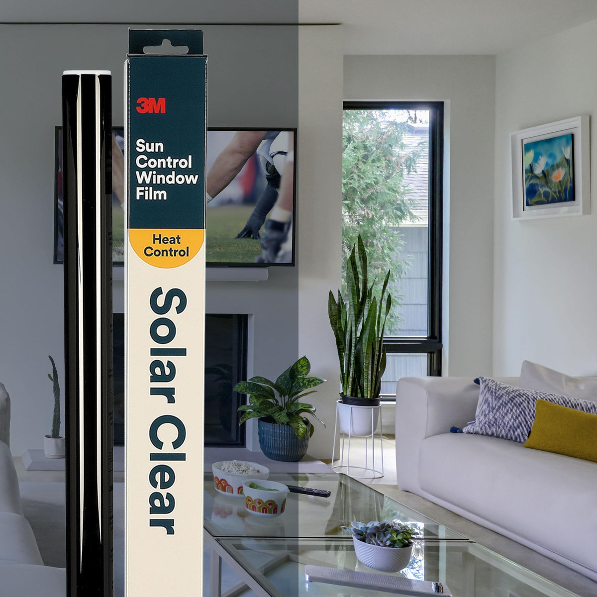 Sun Control Window Film Solar Clear by 3M – 4 ft x 6.5 ft, Clear, Model 314X6SCC-4