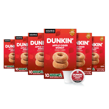 Dunkin’ Apple Cider Donut Artificially Flavored Coffee by Dunkin' – 10 Count (Pack of 6), Pack of 6
