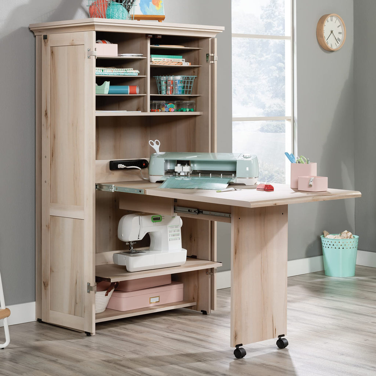 Sauder Pacific Maple / Armoire / L: 35.11" x W: 21.81" x H: 61.58" Sewing Cabinets