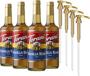 Torani Vanilla Bean Coffee Syrup for Drinks & Desserts, Glass Bottle 4-Pack, Pumps Included, 25.4 Fl Oz Ea