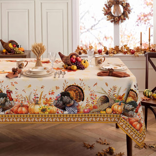 Pahhjsa Thanksgiving Tablecloth, 60 x 120 Inch Rectangle, Thanksgiving Harvest