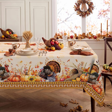 Pahhjsa Thanksgiving Tablecloth, 60 x 120 Inch Rectangle, Thanksgiving Harvest