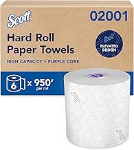 Scott Professional Hard Roll Paper Towels, Bulk, 6 Rolls x 950' (02001) | Purple Core, High-Capacity, Elevated Design, Abs...