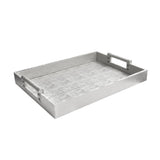 Leather Rectangle Serving Tray with Handles-Silver Large by American Atelier – 1" x 1" x 1", Wood, Silver, Model 1183913